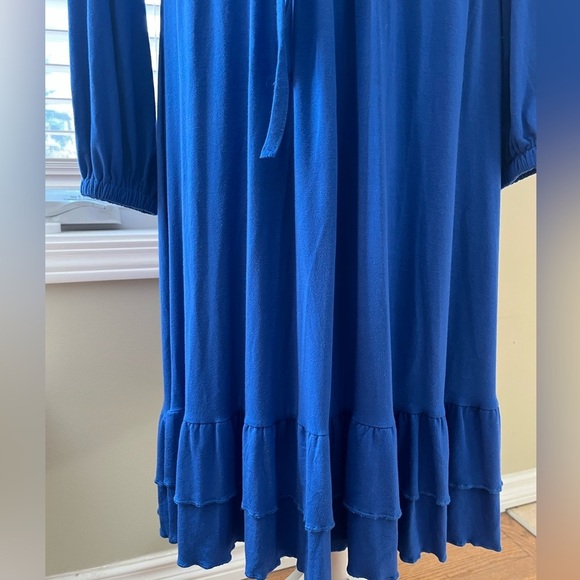 [10]VTG Together Blue Ruffled V-Neck Tiered Midi Dress - Picture 10 of 16